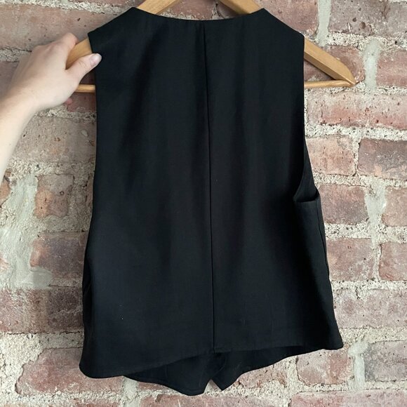 Reformation Devin Twill Vest in Black Sz 4 - Picture 3 of 7